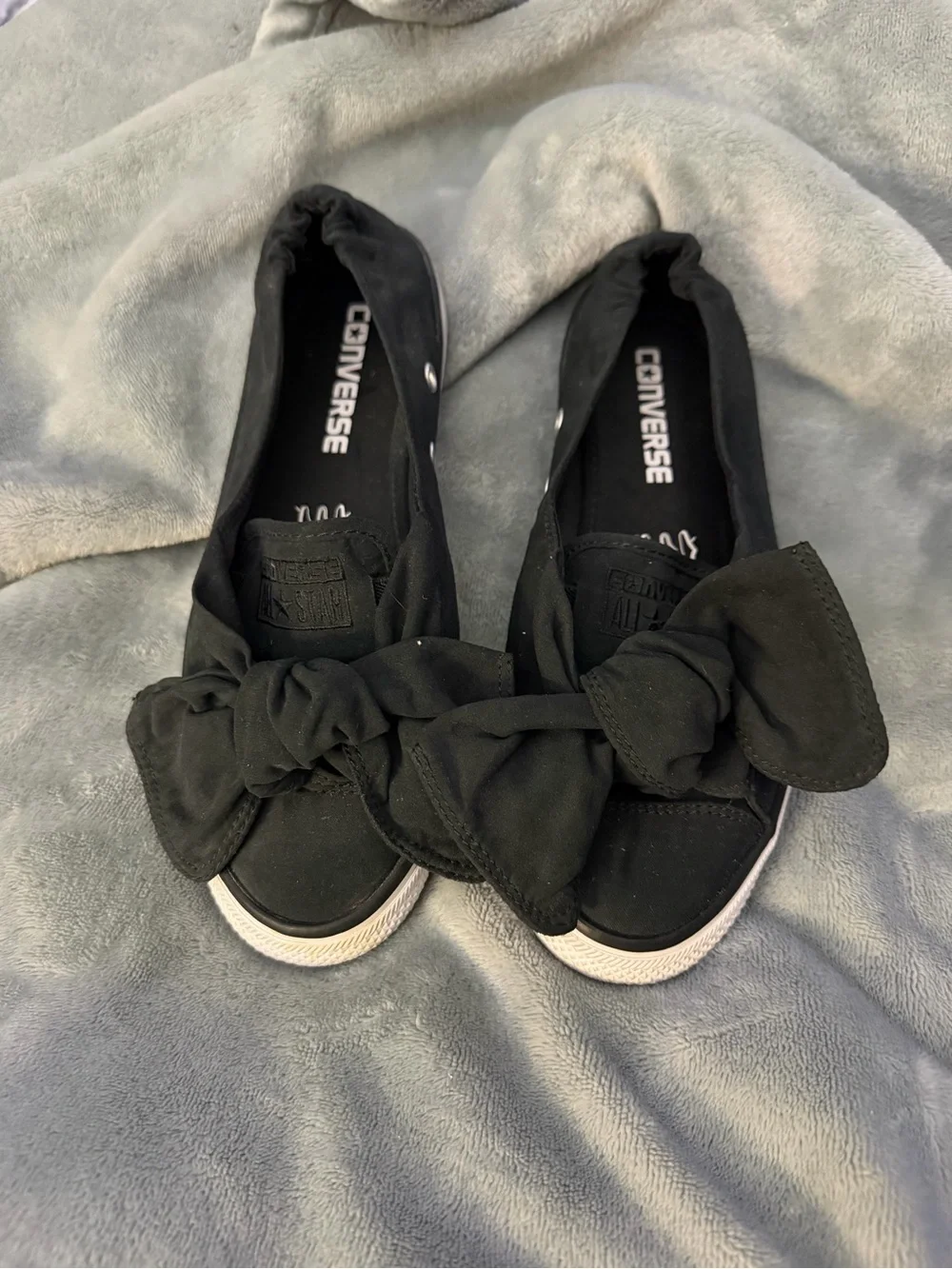 Converse Women's Black Bow Slip-On Sneakers